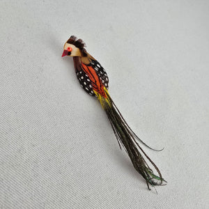 Vintage Handmade Feather Bird Brooch Pin Folk Art