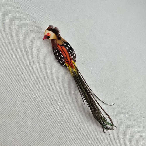 Vintage Handmade Feather Bird Brooch Pin Folk Art