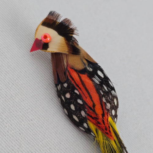 Vintage Handmade Feather Bird Brooch Pin Folk Art