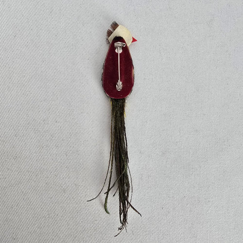 Vintage Handmade Feather Bird Brooch Pin Folk Art