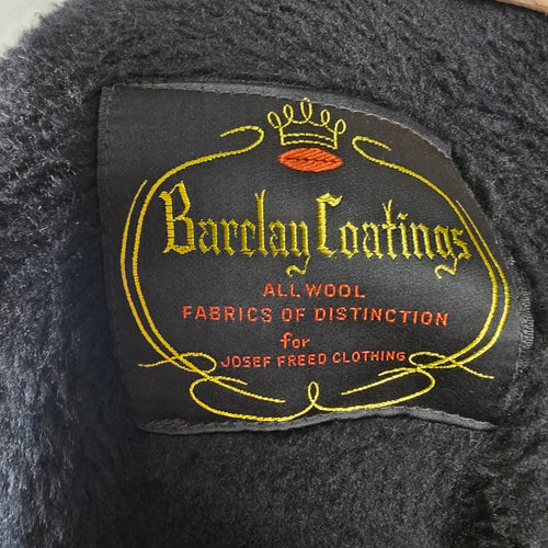 Vintage Barclay Coatings All Wool Tweed Overcoat Long Coat Brown Cream L-XL