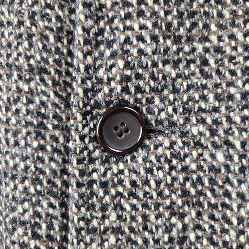 Vintage Barclay Coatings All Wool Tweed Overcoat Long Coat Brown Cream L-XL