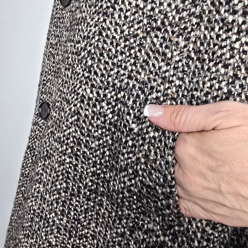 Vintage Barclay Coatings All Wool Tweed Overcoat Long Coat Brown Cream L-XL