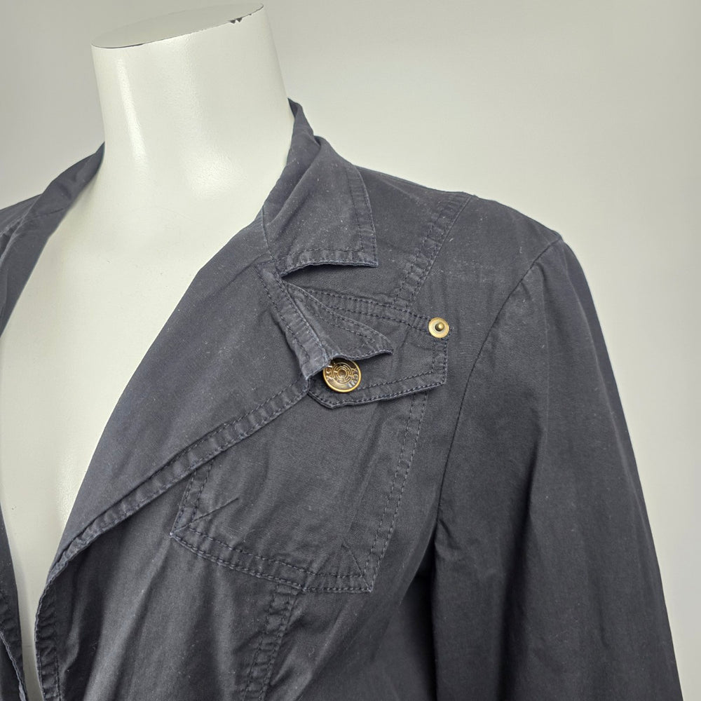 XCVI Black Tie Front Utility Jacket Bell Sleeve Cotton Blend Size L