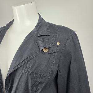XCVI Black Tie Front Utility Jacket Bell Sleeve Cotton Blend Size L