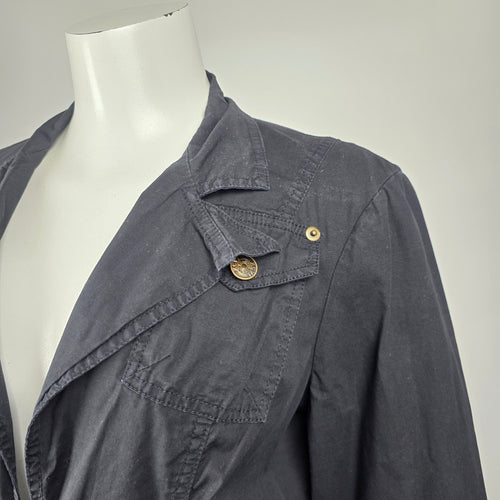 XCVI Black Tie Front Utility Jacket Bell Sleeve Cotton Blend Size L