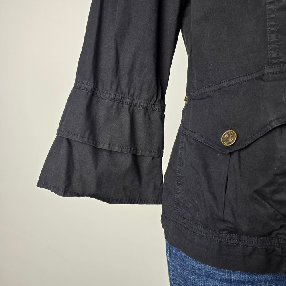 XCVI Black Tie Front Utility Jacket Bell Sleeve Cotton Blend Size L