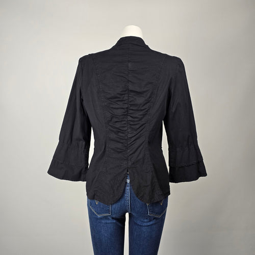 XCVI Black Tie Front Utility Jacket Bell Sleeve Cotton Blend Size L