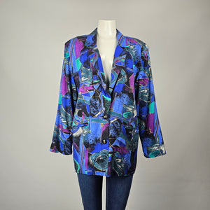 Vintage By Giovanni Abstract Print Rayon Blazer Jacket Women's Size 12