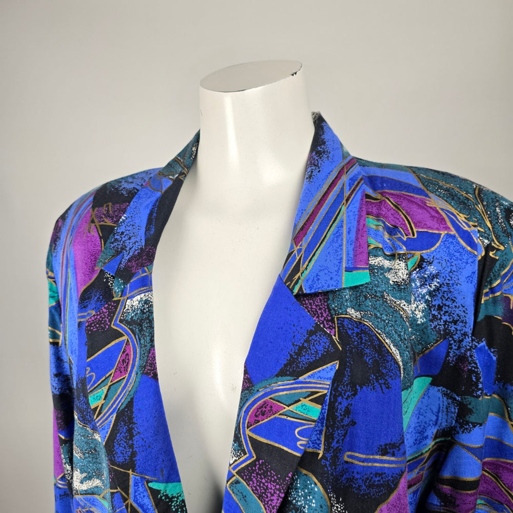 Vintage By Giovanni Abstract Print Rayon Blazer Jacket Women's Size 12