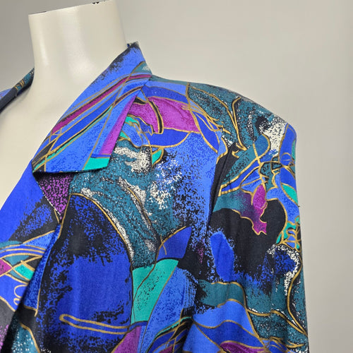Vintage By Giovanni Abstract Print Rayon Blazer Jacket Women's Size 12