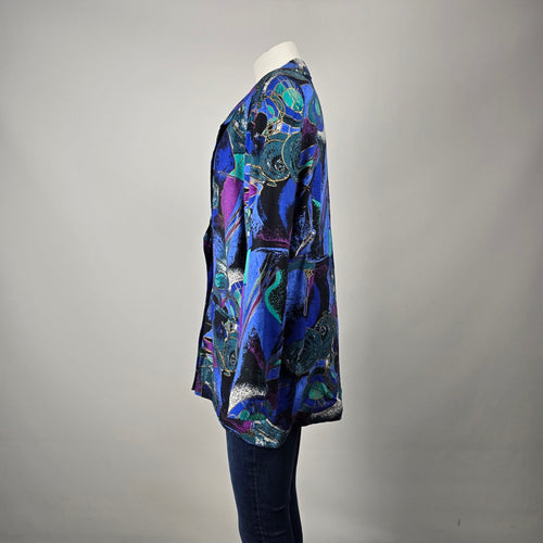 Vintage By Giovanni Abstract Print Rayon Blazer Jacket Women's Size 12