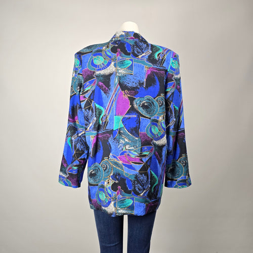 Vintage By Giovanni Abstract Print Rayon Blazer Jacket Women's Size 12