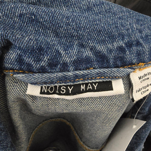Noisy May NMANGIE Women's Distressed Long Denim Jacket Blue Size S