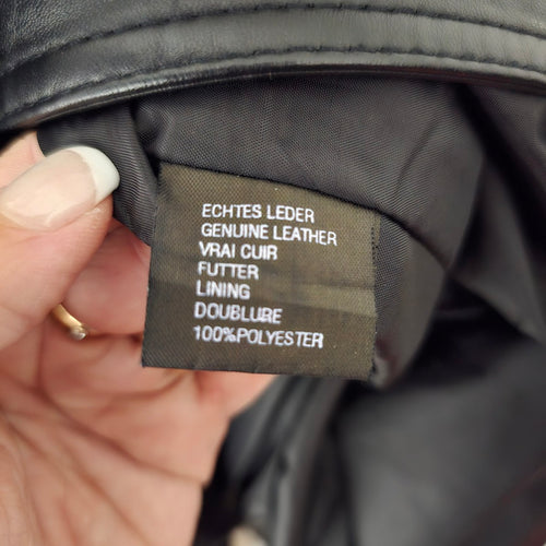 Vintage Boutique of Leathers Genuine Leather Black Button Front Jacket Size 14