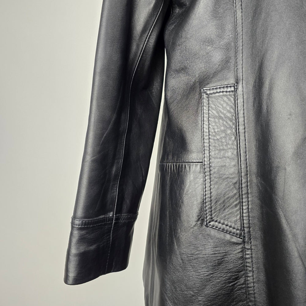 Vintage Boutique of Leathers Genuine Leather Black Button Front Jacket Size 14