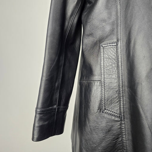 Vintage Boutique of Leathers Genuine Leather Black Button Front Jacket Size 14