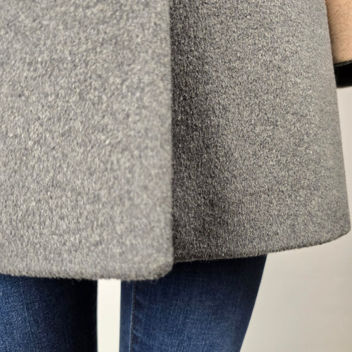 Ellen Tracy Women's Beige Grey Colourblock Wool Blend Button Front Coat Size 2