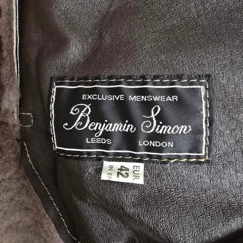 Vintage Benjamin Simon Suede Double-Breasted Coat Oversized Boyfriend Fit, Shearling Size L/XL