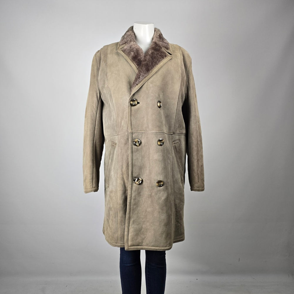 Vintage Benjamin Simon Suede Double-Breasted Coat Oversized Boyfriend Fit, Shearling Size L/XL