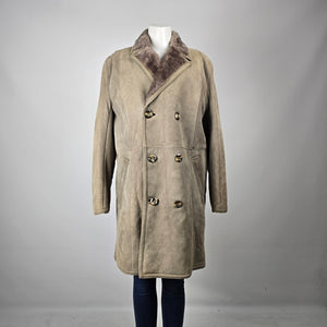 Vintage Benjamin Simon Suede Double-Breasted Coat Oversized Boyfriend Fit, Shearling Size L/XL