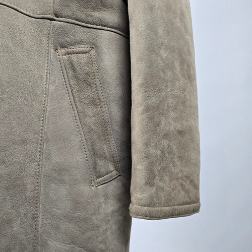 Vintage Benjamin Simon Suede Double-Breasted Coat Oversized Boyfriend Fit, Shearling Size L/XL