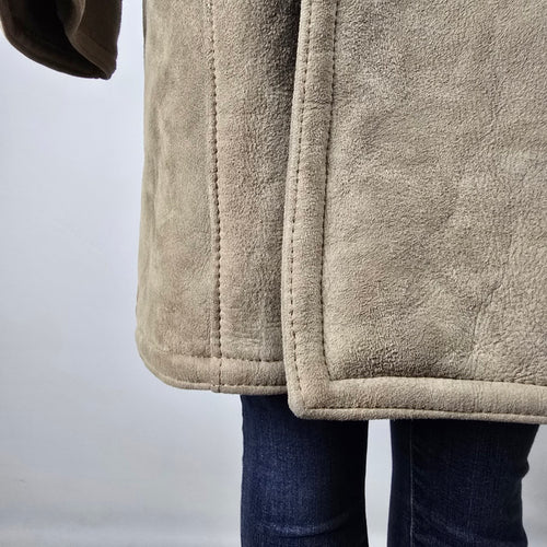 Vintage Benjamin Simon Suede Double-Breasted Coat Oversized Boyfriend Fit, Shearling Size L/XL