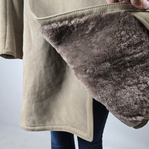 Vintage Benjamin Simon Suede Double-Breasted Coat Oversized Boyfriend Fit, Shearling Size L/XL