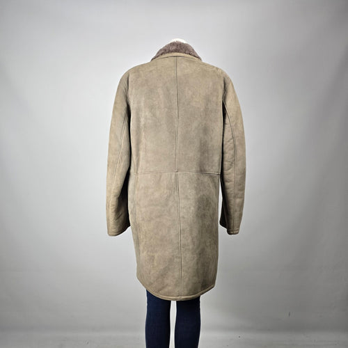 Vintage Benjamin Simon Suede Double-Breasted Coat Oversized Boyfriend Fit, Shearling Size L/XL