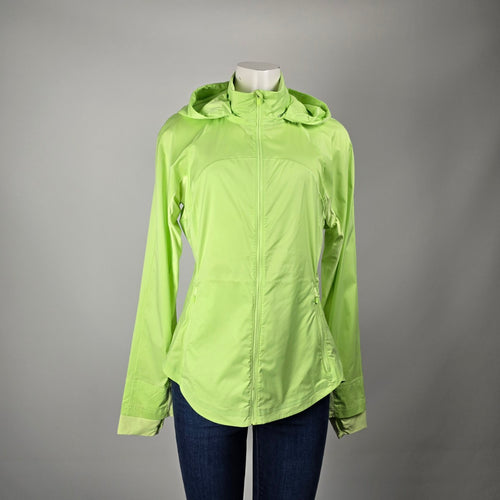 Lululemon Lime Green Hooded Lightweight Zip-Up Running Jacket Women's Size 10
