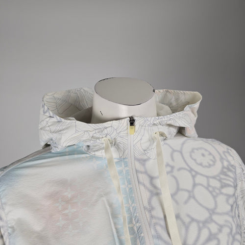 Lululemon Cropped Hooded Zip Jacket White Floral Print Lightweight Size S
