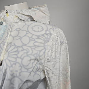 Lululemon Cropped Hooded Zip Jacket White Floral Print Lightweight Size S