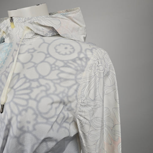 Lululemon Cropped Hooded Zip Jacket White Floral Print Lightweight Size S