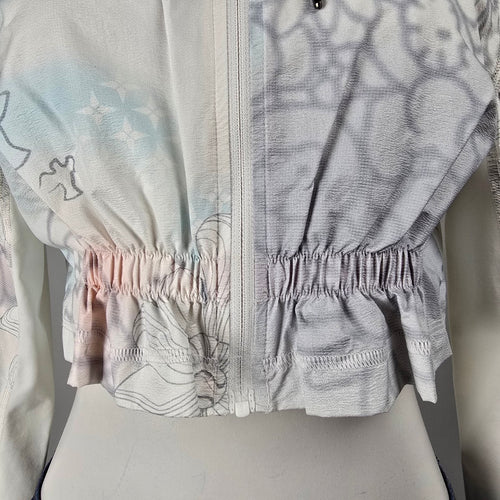 Lululemon Cropped Hooded Zip Jacket White Floral Print Lightweight Size S