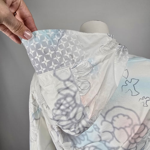 Lululemon Cropped Hooded Zip Jacket White Floral Print Lightweight Size S