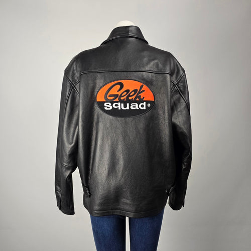Vintage Y2k Best Buy Geek Squad Genuine Leather Jacket Size L