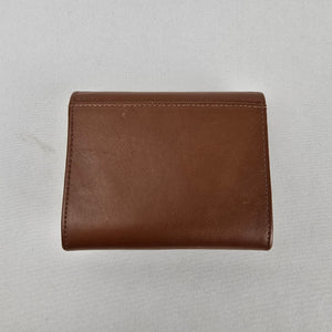 Vintage Brown Genuine Leather Trifold Wallet Colorblock Yellow Black