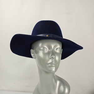 Wyeth Navy Blue 100% Wool Wide Brim Fedora Rancher Hat