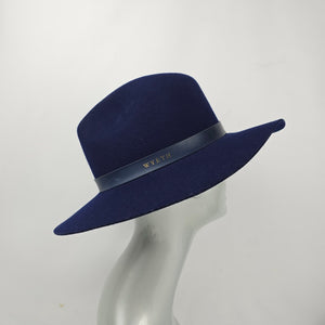 Wyeth Navy Blue 100% Wool Wide Brim Fedora Rancher Hat