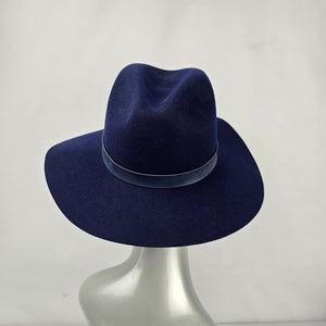 Wyeth Navy Blue 100% Wool Wide Brim Fedora Rancher Hat