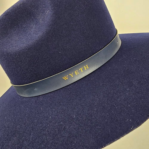 Wyeth Navy Blue 100% Wool Wide Brim Fedora Rancher Hat