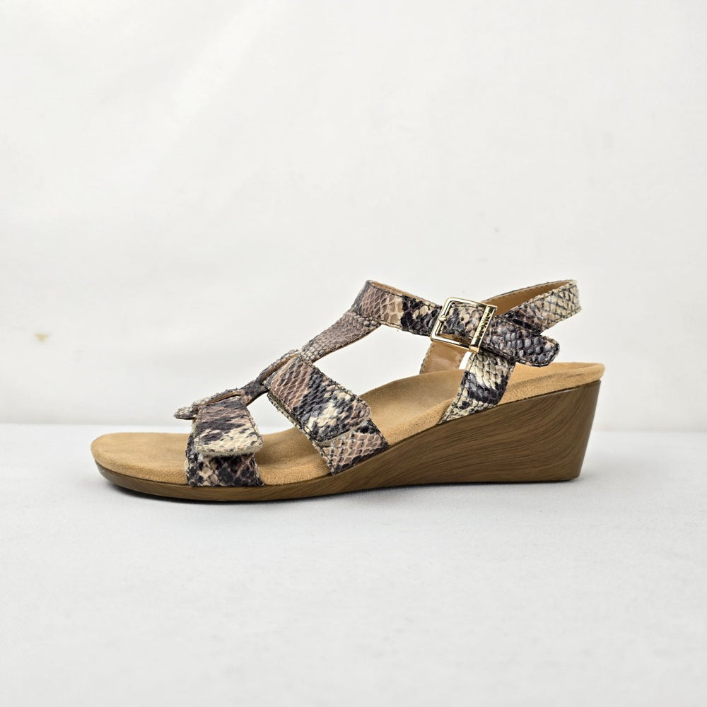 Vionic Glenda Snake Print Orthaheel Wedge Sandals Women's Size 8