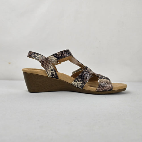 Vionic Glenda Snake Print Orthaheel Wedge Sandals Women's Size 8