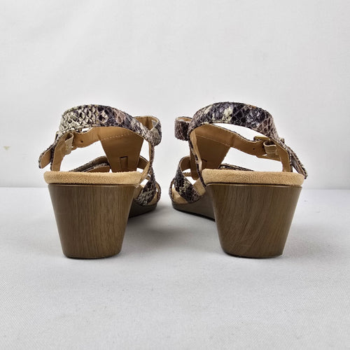 Vionic Glenda Snake Print Orthaheel Wedge Sandals Women's Size 8