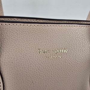 Kate Spade New York Eva Top Zip Leather Satchel Crossbody Tote Bag Warm Beige