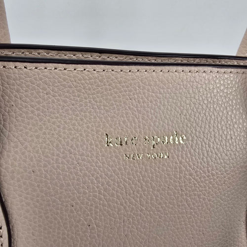 Kate Spade New York Eva Top Zip Leather Satchel Crossbody Tote Bag Warm Beige