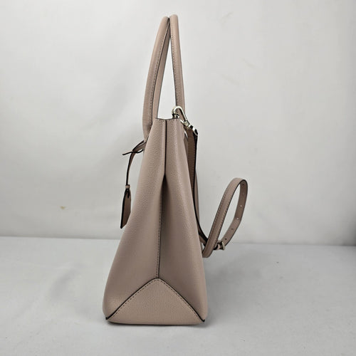Kate Spade New York Eva Top Zip Leather Satchel Crossbody Tote Bag Warm Beige