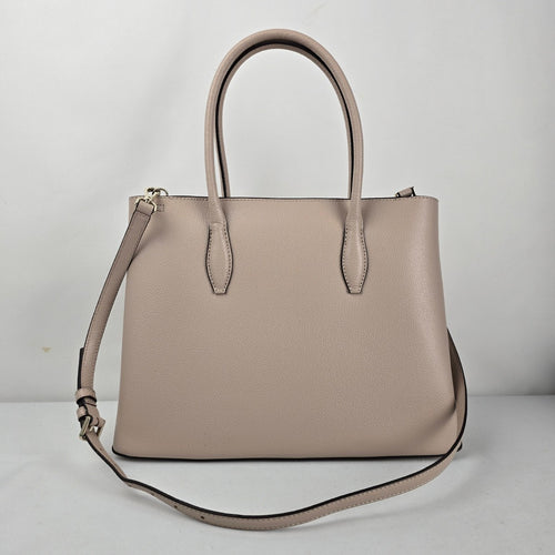 Kate Spade New York Eva Top Zip Leather Satchel Crossbody Tote Bag Warm Beige