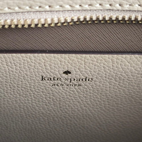 Kate Spade New York Eva Top Zip Leather Satchel Crossbody Tote Bag Warm Beige