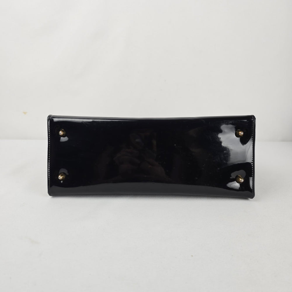 Vintage Mastercraft Black Patent Leather Handbag with Chain Strap — Made in Canada